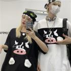 Couple Matching Elbow-sleeve Cow T-shirt