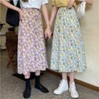 High-waist Floral A-line Semi Skirt