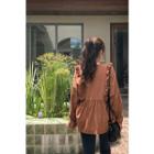 V-neck Frilled Swing Blouse Brown - One Size