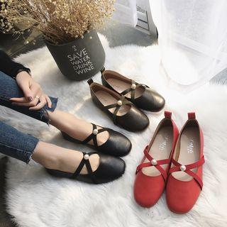 Pearl Cross Strap Flats