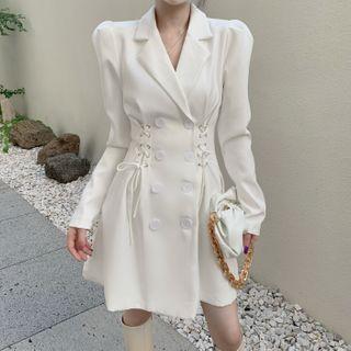 Double Breasted Lace-up Coat Dress