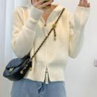 Zip Cropped Hooded Cardigan