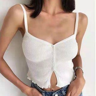 Button-up Ribbed Camisole Top