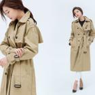 Belted Long Cotton Trench Coat