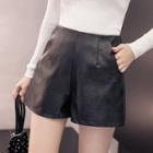 High-waist Faux Leather Shorts