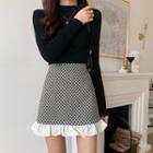 Patterned Ruffle Hem Mini A-line Skirt
