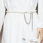 Faux Pearl Belt White & Silver - One Size