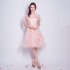 Flower Accent Mini Prom Dress