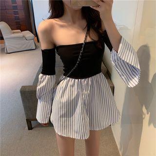 Cold Shoulder Long-sleeve Top As Shown In Figure - One Size