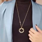 Smiley Pendant Alloy Necklace 1 Pc - 2480 - Gold - One Size