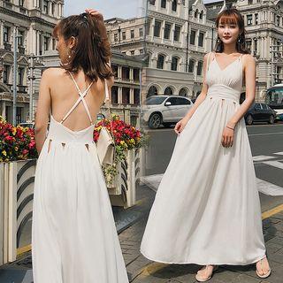 Strappy Open-back Cut Out Maxi A-line Dress