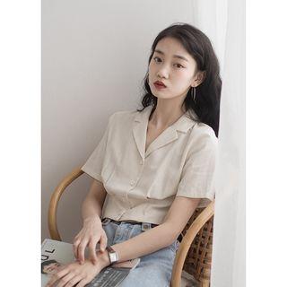 Plain Short-sleeve Cropped Shirt