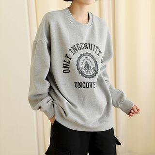 Letter Print Fleece-lined Sweatshirt
