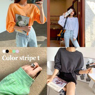 Balloon-sleeve Boxy Stripe T-shirt