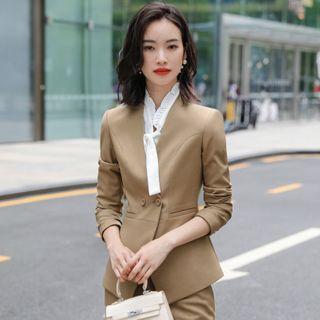 Plain Blazer / Long-sleeve Blouse / Dress Pants / Mini Skirt
