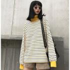 Loose-fit Striped Long Pullover Yellow - One Size