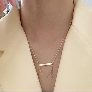 Alloy Bar Pendant Necklace As Shown In Figure - One Size
