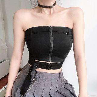 Belted Zip-up Tube Top