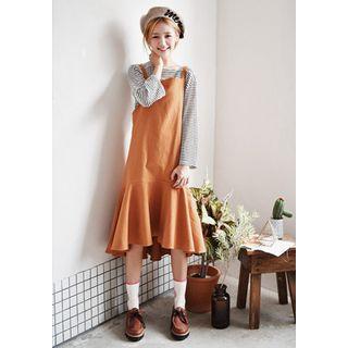 Ruffle-hem Long Jumper Dress