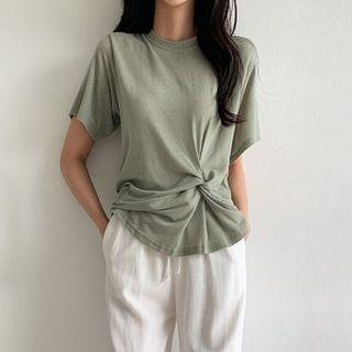 Knotted Linen Blend T-shirt