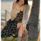 Floral Strappy Midi Dress / Plain Cardigan