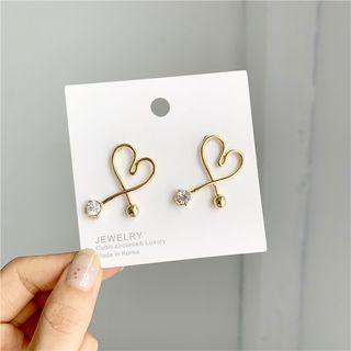 Rhinestone Alloy Heart Earring