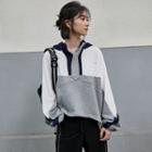 Color Block Hoodie Gray & White - One Size