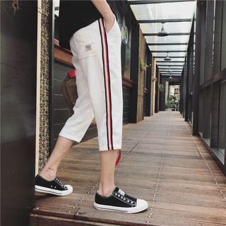 Cropped Stripe Trim Pants
