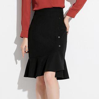 Plain Slim-fit Mermaid Skirt