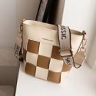 Checkerboard Faux Leather Bucket Bag