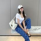 Short-sleeve T-shirt / Plaid Dress Pants