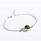 Faux Crystal Bead Sterling Silver Bracelet 1 Pc - Green - One Size