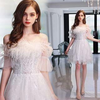 Off-shoulder Fringed A-line Cocktail Dress