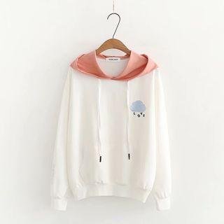 Cloud Embroidery Hoodie White - One Size