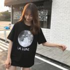Moon Print Loose-fit Short-sleeve T-shirt