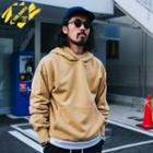 Brushed Fleece-lined Drop-shoulder Hooded Pullover