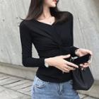 Long-sleeve Twisted Knit Top