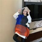 Color Panel Distressed Knit Vest / Long-sleeve T-shirt