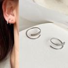 Rhinestone Earring 1 Pair - 2 Layer - Silver - One Size
