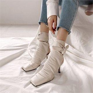 Square-toe Tie-detail Booties