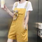 Set: Short-sleeve Striped T-shirt + Bear Jumper Shorts