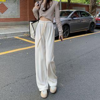 High Waist Drawstring Wide Leg Sweatpants