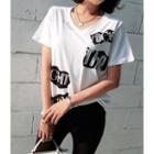 V-neck Rhinestone-detail Top