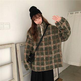 Hoop Half-zip Plaid Fleece Pullover