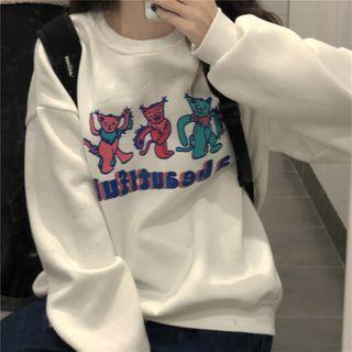 Round Neck Cartoon Print Sweatshirt