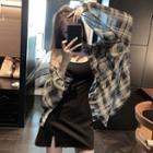 Plaid Shirt / Camisole Top / Spaghetti Strap Mini Dress / Set