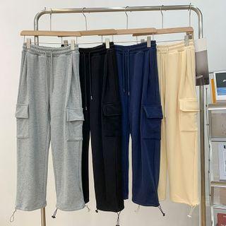 Drawstring-cuff High Waist Wide Leg Sweatpants