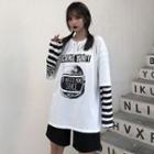 Mock Two-piece Stripe Panel T-shirt