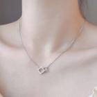 925 Sterling Silver Rhinestone Cube Pendant Necklace 925 Silver - Gold - One Size