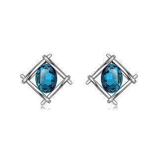 Fashion Geometrics Stud Earrings With Blue Cubic Zircon